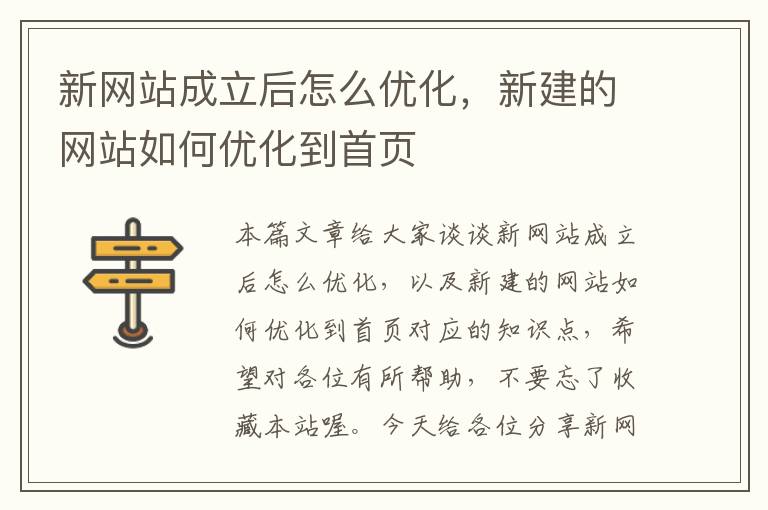 新网站成立后怎么优化，新建的网站如何优化到首页