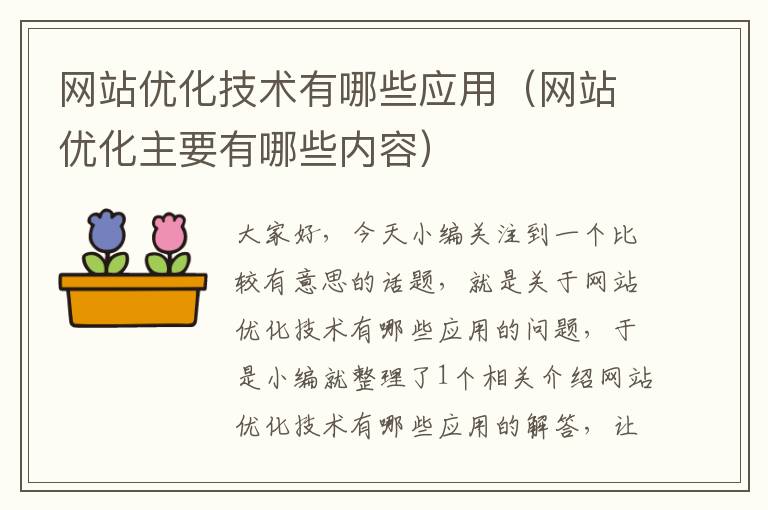 网站优化技术有哪些应用（网站优化主要有哪些内容）