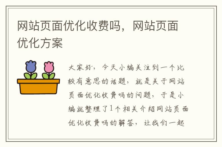 网站页面优化收费吗，网站页面优化方案