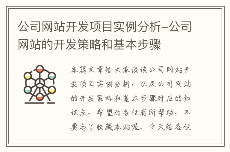 公司网站开发项目实例分析-公司网站的开发策略和基本步骤