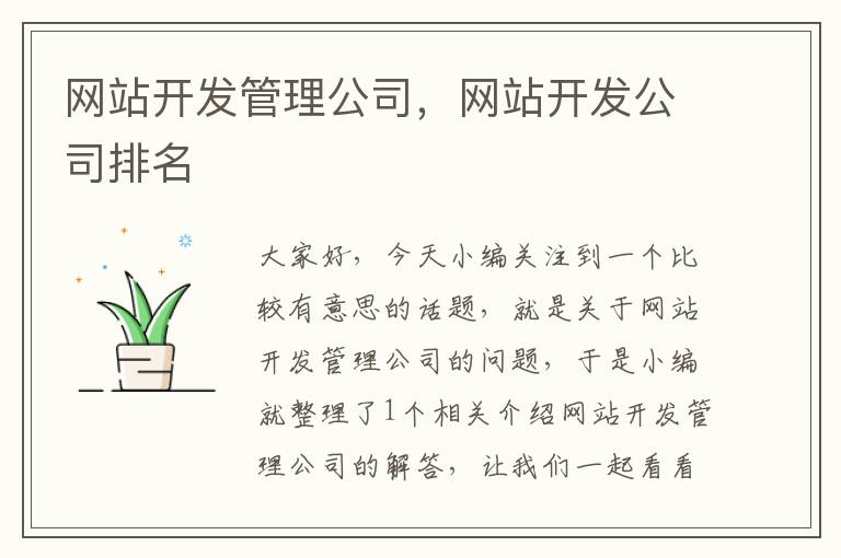 网站开发管理公司，网站开发公司排名