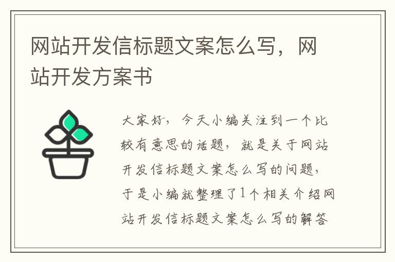 网站开发信标题文案怎么写，网站开发方案书