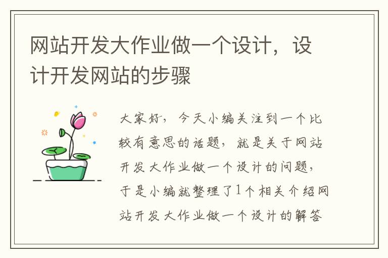 网站开发大作业做一个设计，设计开发网站的步骤