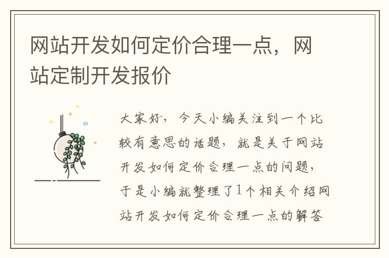 网站开发如何定价合理一点，网站定制开发报价