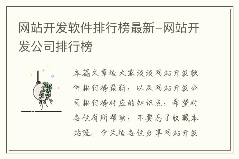 网站开发软件排行榜最新-网站开发公司排行榜