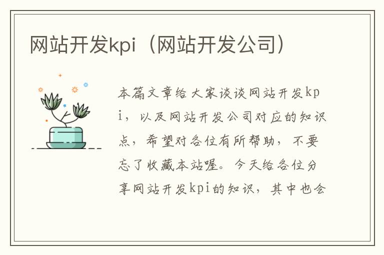 网站开发kpi（网站开发公司）