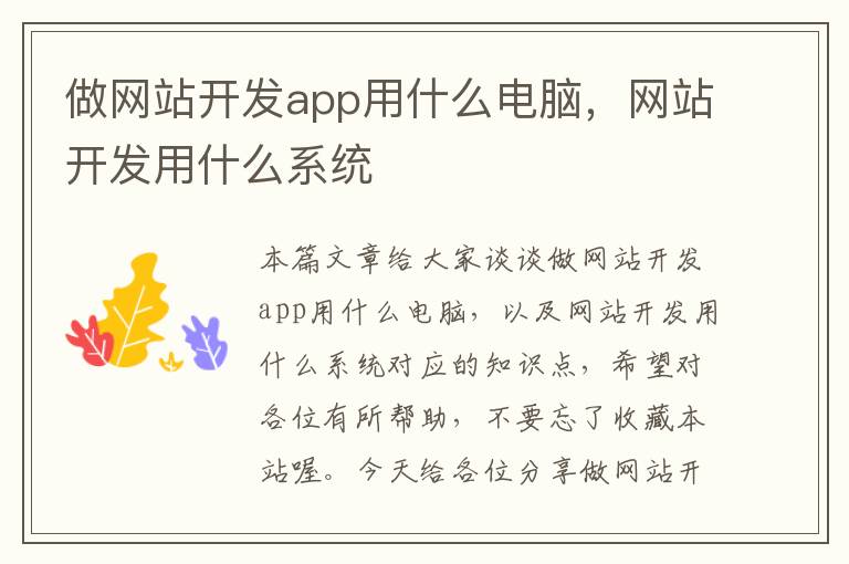 做网站开发app用什么电脑，网站开发用什么系统