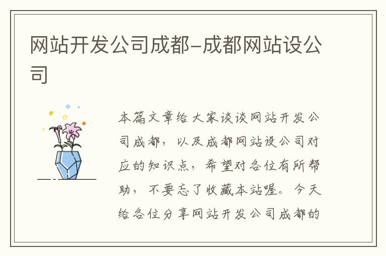 网站开发公司成都-成都网站设公司