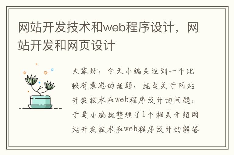 网站开发技术和web程序设计，网站开发和网页设计