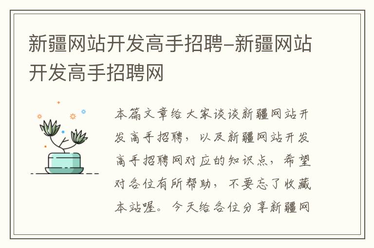 新疆网站开发高手招聘-新疆网站开发高手招聘网