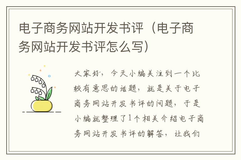 电子商务网站开发书评（电子商务网站开发书评怎么写）