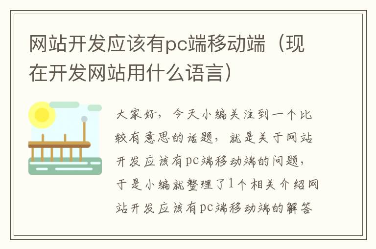 网站开发应该有pc端移动端（现在开发网站用什么语言）