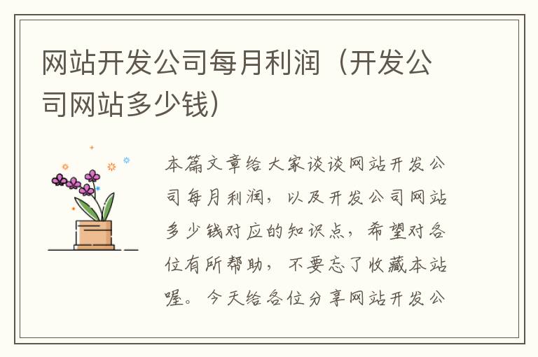 网站开发公司每月利润（开发公司网站多少钱）