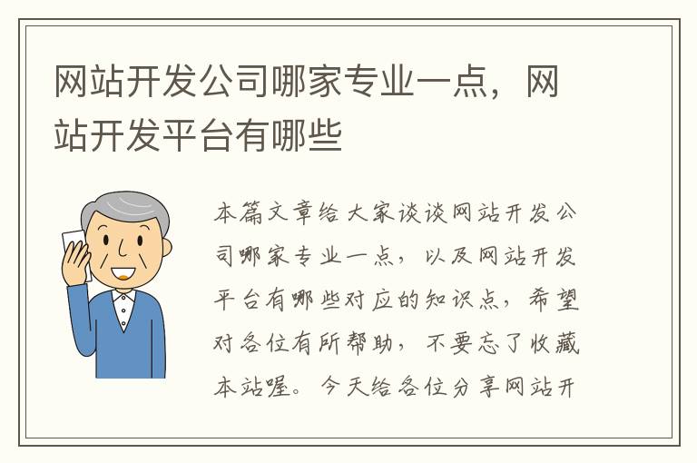 网站开发公司哪家专业一点，网站开发平台有哪些