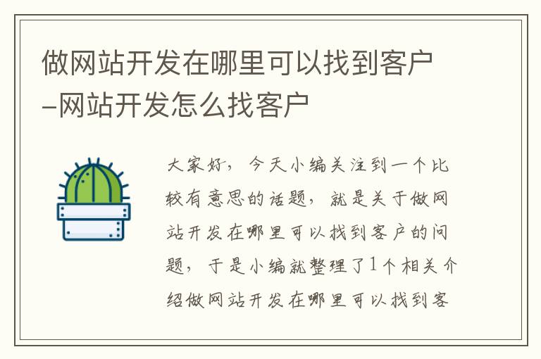 做网站开发在哪里可以找到客户-网站开发怎么找客户