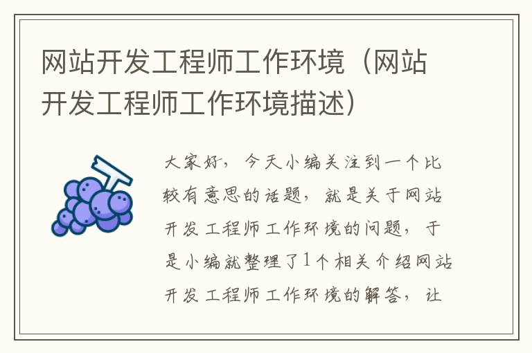 网站开发工程师工作环境（网站开发工程师工作环境描述）