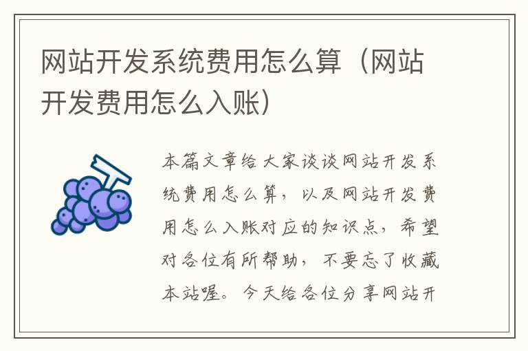 网站开发系统费用怎么算（网站开发费用怎么入账）