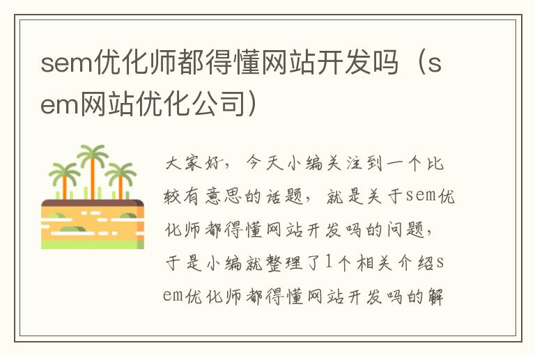 sem优化师都得懂网站开发吗（sem网站优化公司）