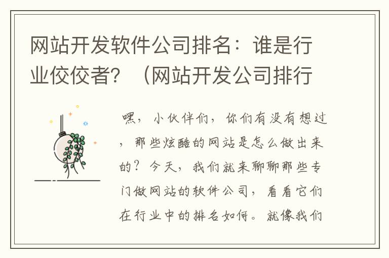 网站开发软件公司排名：谁是行业佼佼者？（网站开发公司排行榜）