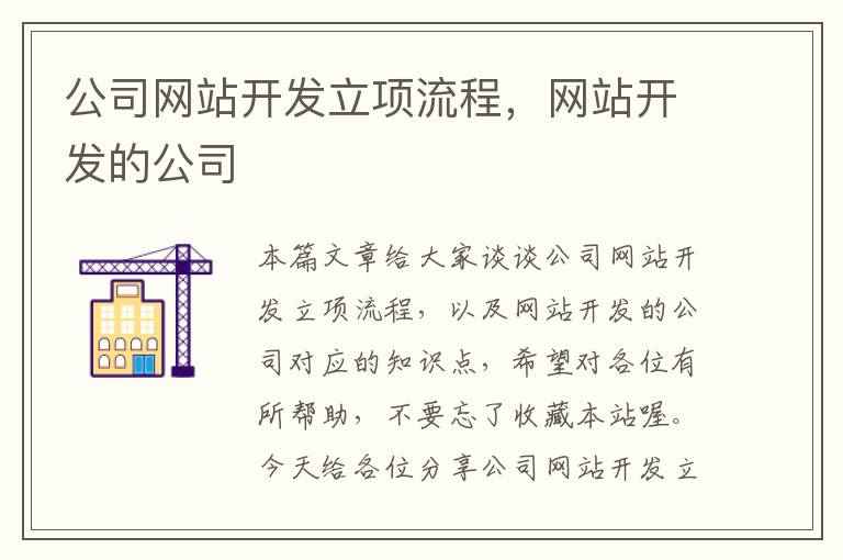 公司网站开发立项流程，网站开发的公司