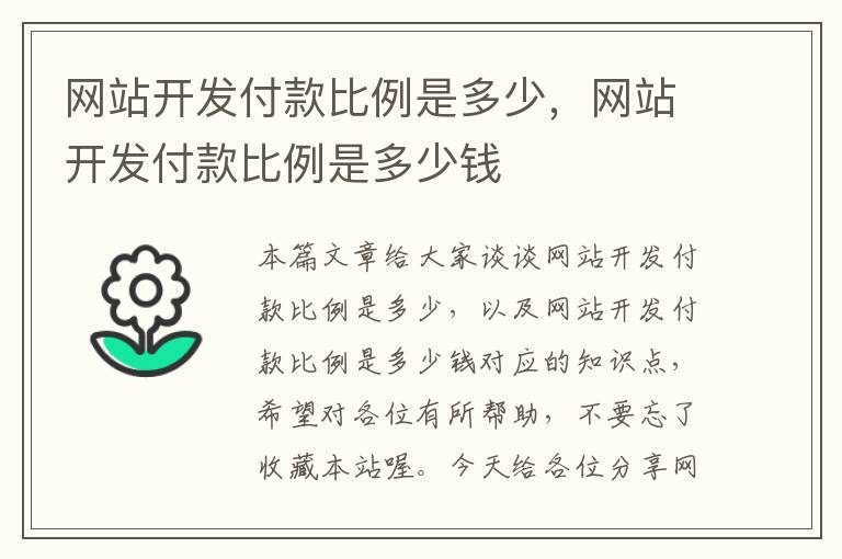 网站开发付款比例是多少，网站开发付款比例是多少钱