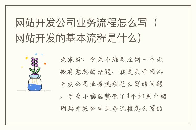 网站开发公司业务流程怎么写（网站开发的基本流程是什么）