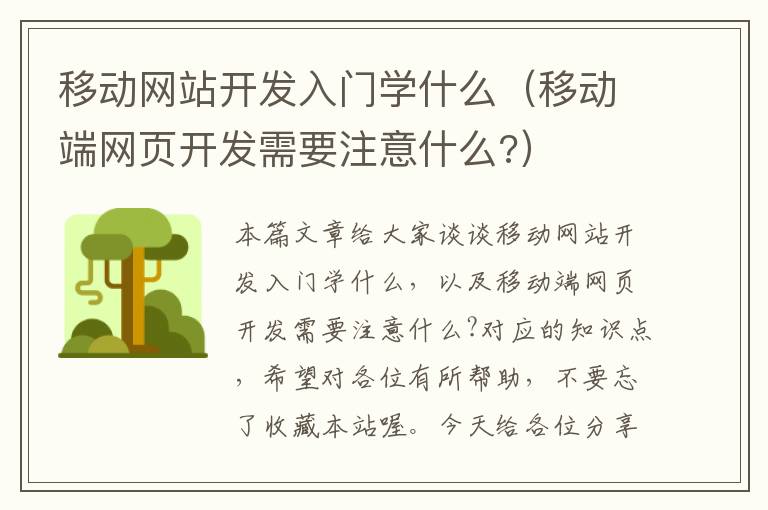 移动网站开发入门学什么（移动端网页开发需要注意什么?）