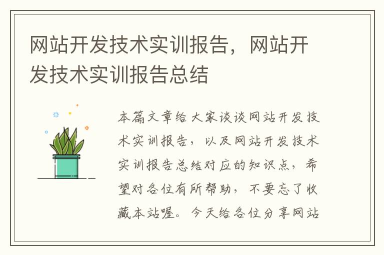 网站开发技术实训报告，网站开发技术实训报告总结