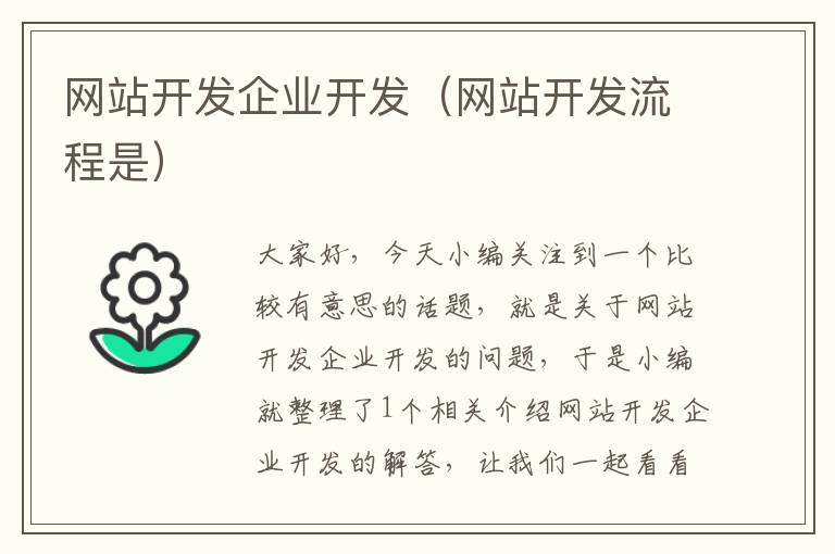 网站开发企业开发（网站开发流程是）