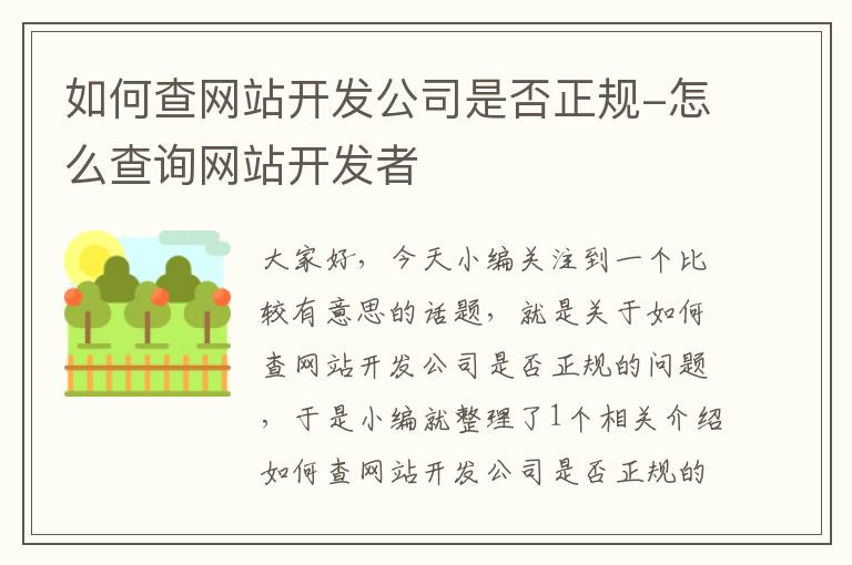 如何查网站开发公司是否正规-怎么查询网站开发者