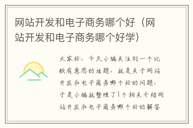 网站开发和电子商务哪个好（网站开发和电子商务哪个好学）