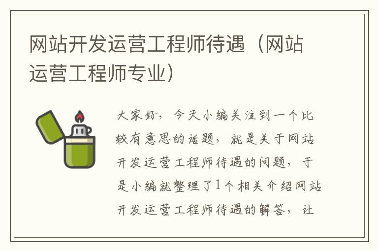 网站开发运营工程师待遇（网站运营工程师专业）