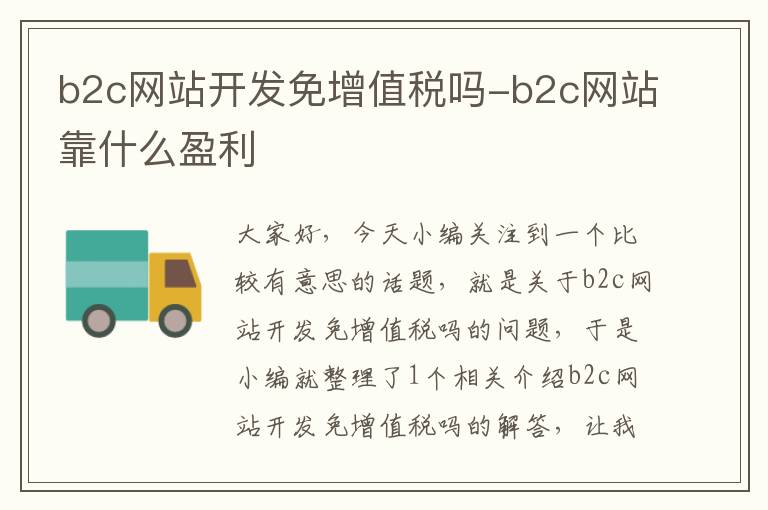 b2c网站开发免增值税吗-b2c网站靠什么盈利