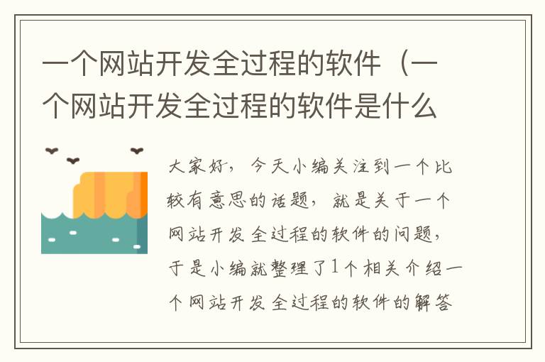 一个网站开发全过程的软件（一个网站开发全过程的软件是什么）