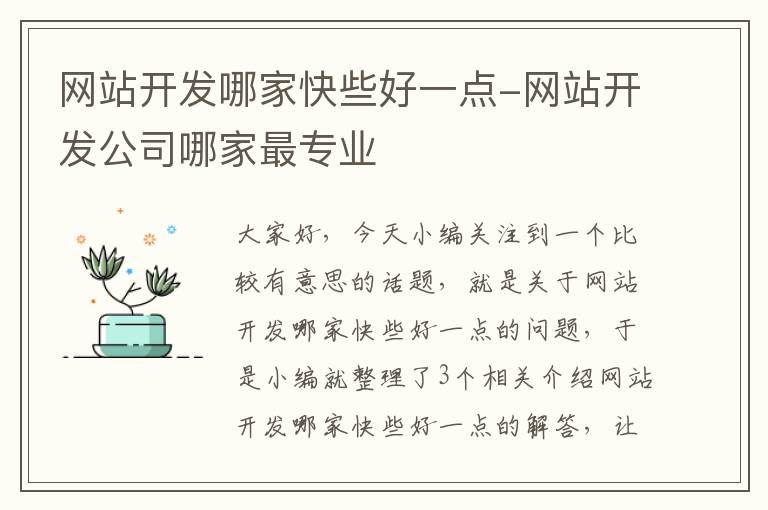 网站开发哪家快些好一点-网站开发公司哪家最专业