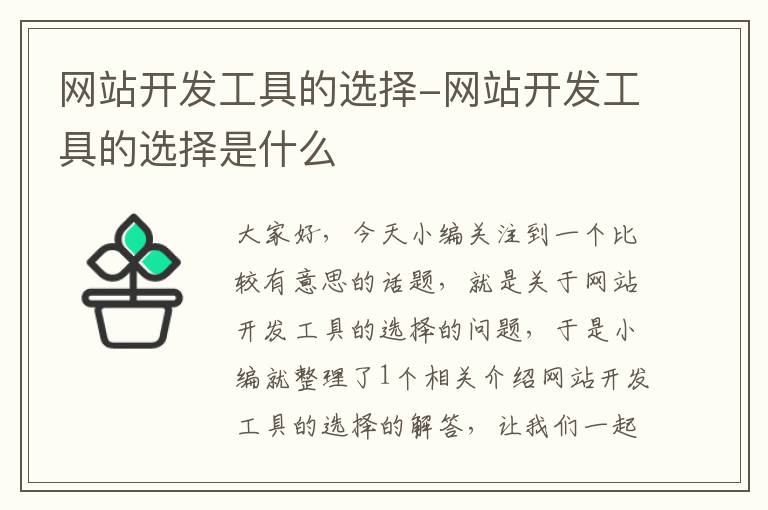 网站开发工具的选择-网站开发工具的选择是什么