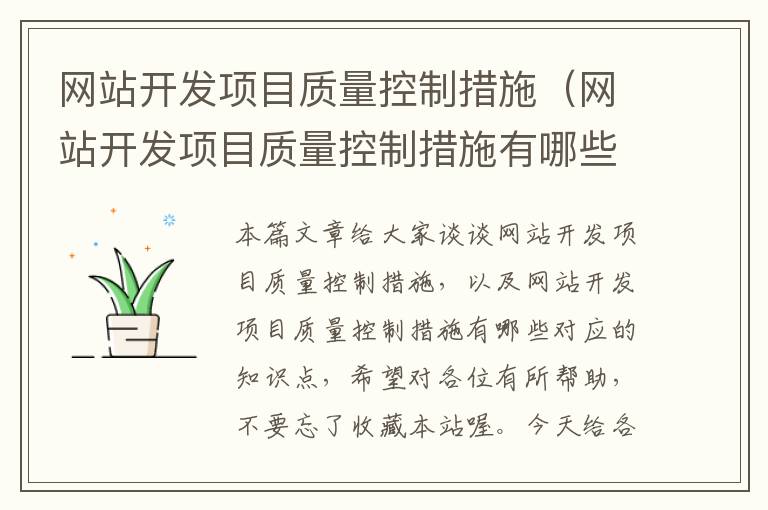 网站开发项目质量控制措施（网站开发项目质量控制措施有哪些）