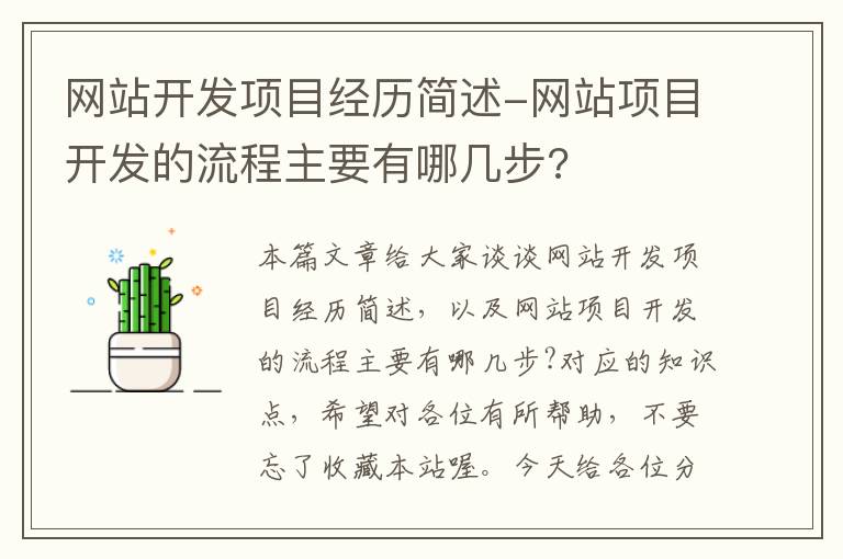 网站开发项目经历简述-网站项目开发的流程主要有哪几步?