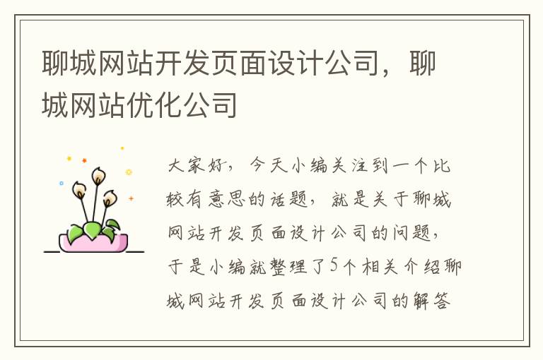 聊城网站开发页面设计公司，聊城网站优化公司